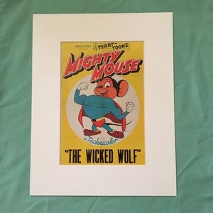 Mighty Mouse art matted cartoon comics Terry Toons